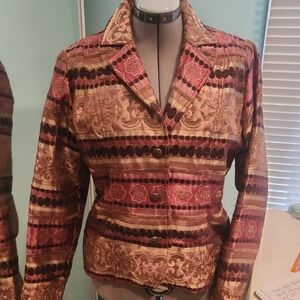 Erin London Pink and Brown Patterned Blazer